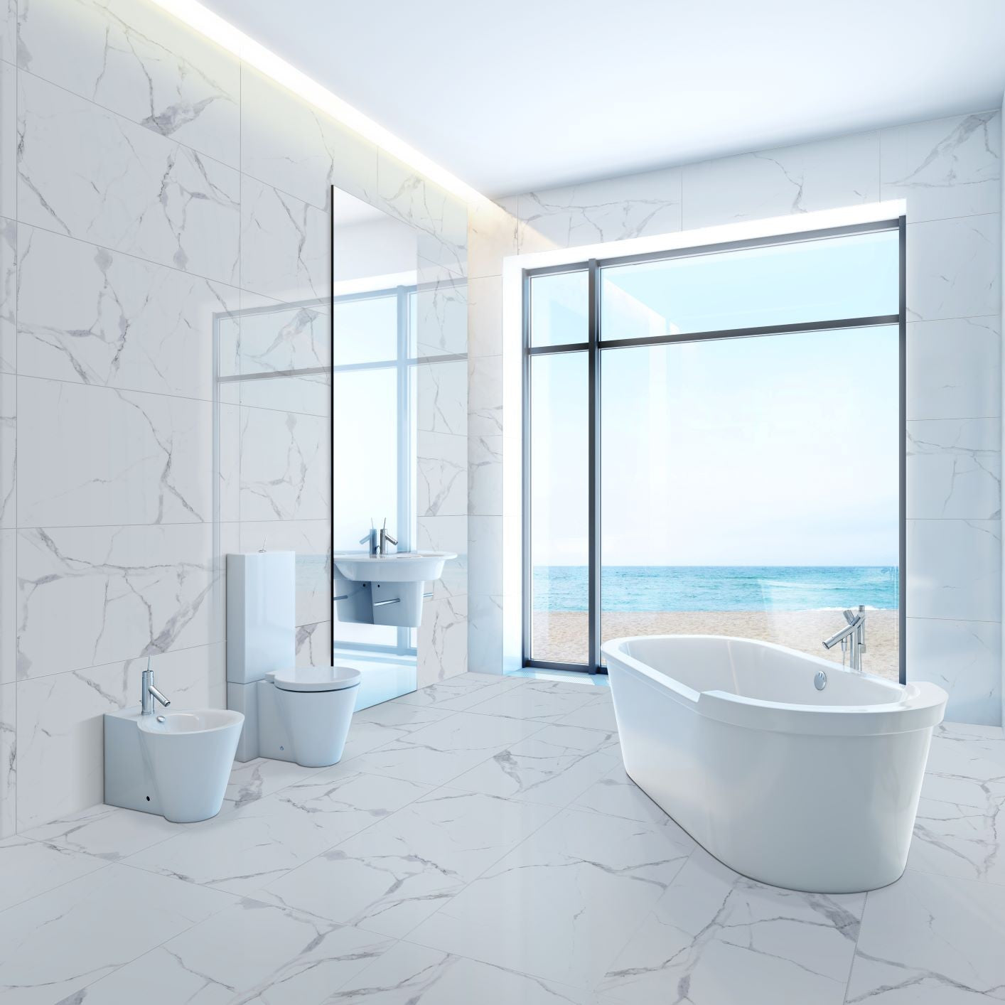 Porcelanato Vite  Calacata Blanco Pulido Rectificado 60x120